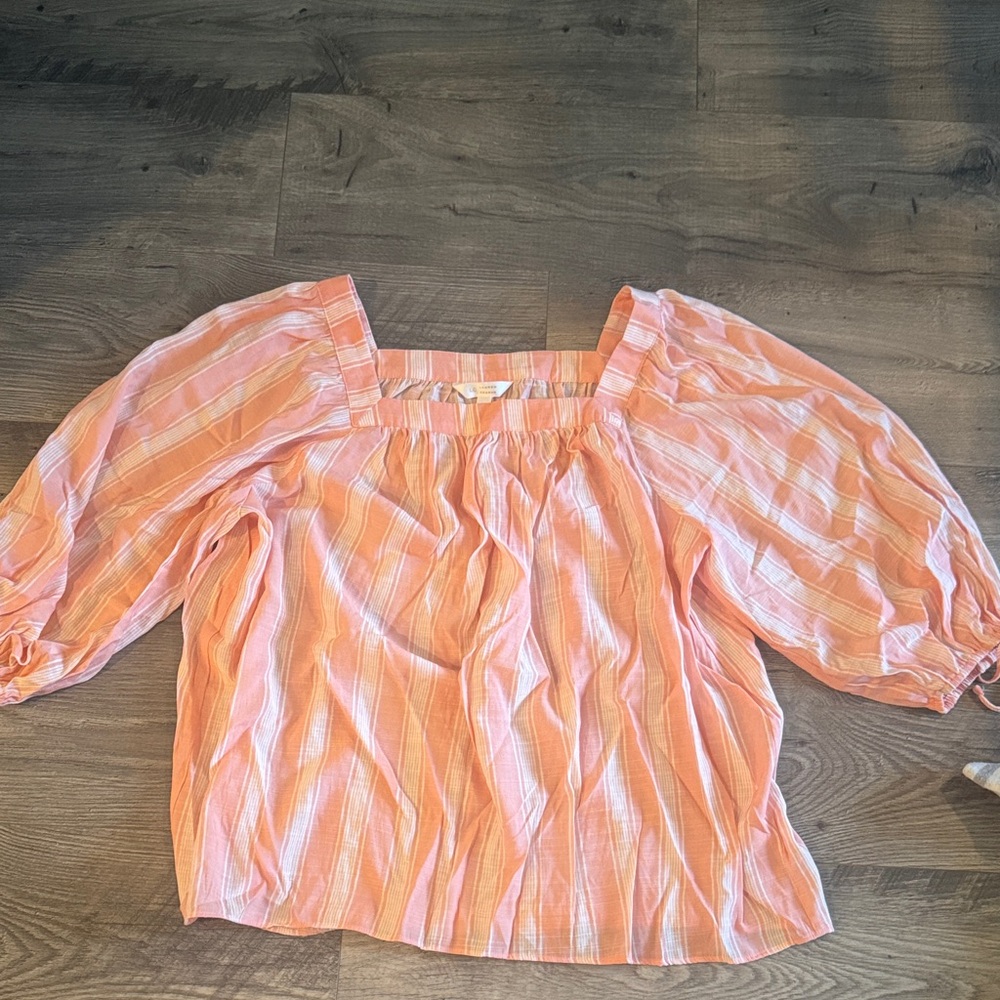 LC Lauren Conrad Peach Striped Blouse